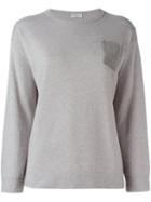 Brunello Cucinelli Chest Pocket Jumper, Women's, Size: Large, Grey, Silk/cashmere/virgin Wool