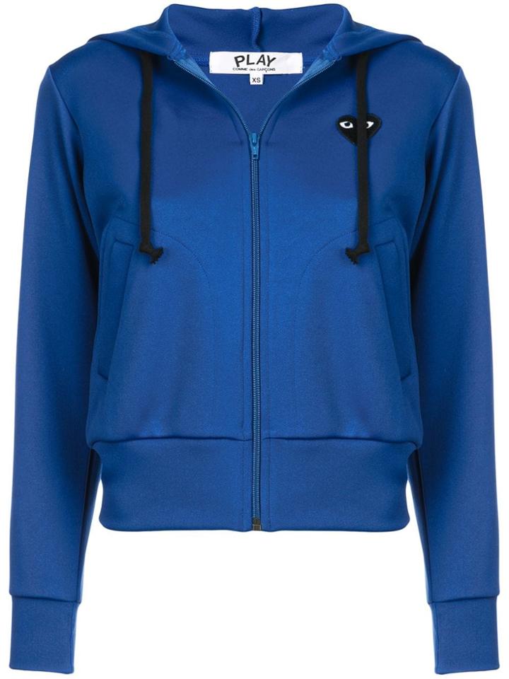 Comme Des Garçons Play Drawstring Zip Hoodie - Blue