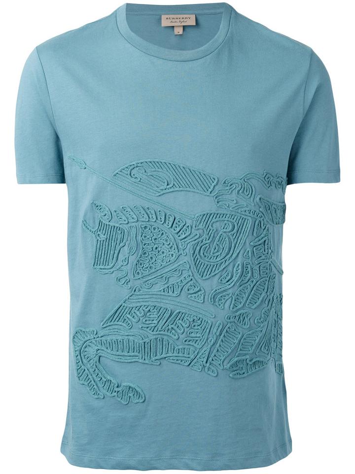 Burberry - Embroidered T-shirt - Men - Cotton - S, Blue, Cotton