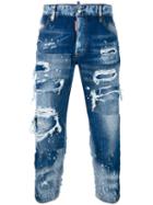 Dsquared2 Tomboy Patchwork Distressed Jeans, Women's, Size: 38, Blue, Cotton/spandex/elastane