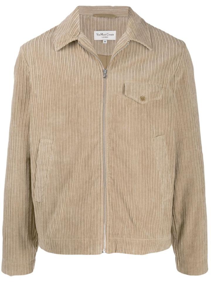 Ymc Zipped Corduroy Jacket - Neutrals