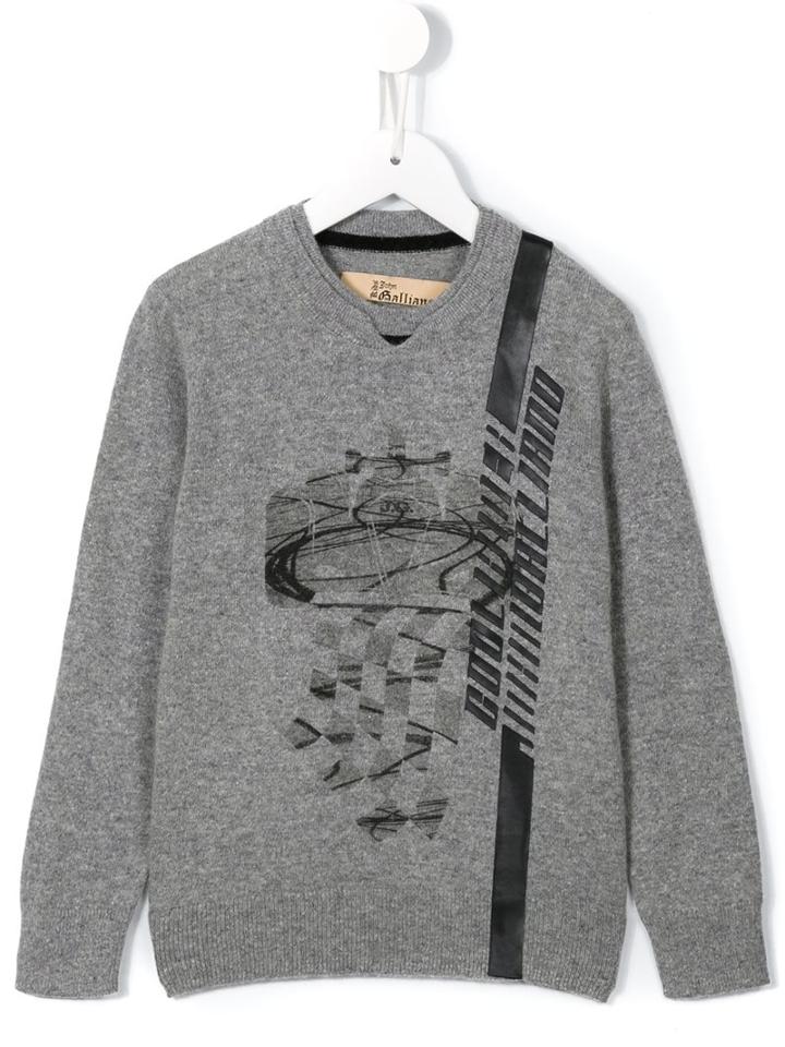 John Galliano Kids Racing Jumper, Boy's, Size: 10 Yrs, Grey