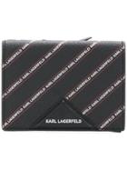 Karl Lagerfeld Striped Logo Medium Wallet - Black