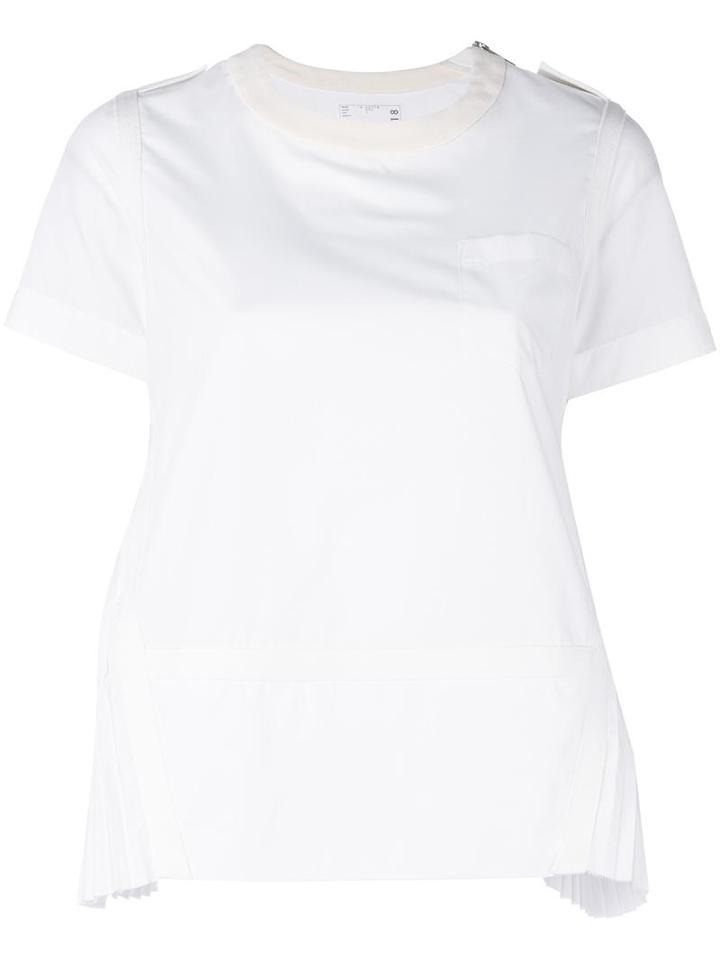 Sacai Shoulder Zip Detail T-shirt, Women's, Size: 1, White, Cotton/polyester