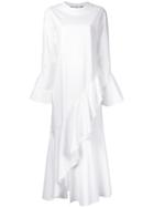 Goen.j Asymmetric Ruffle-trimmed Jersey Maxi Dress - White