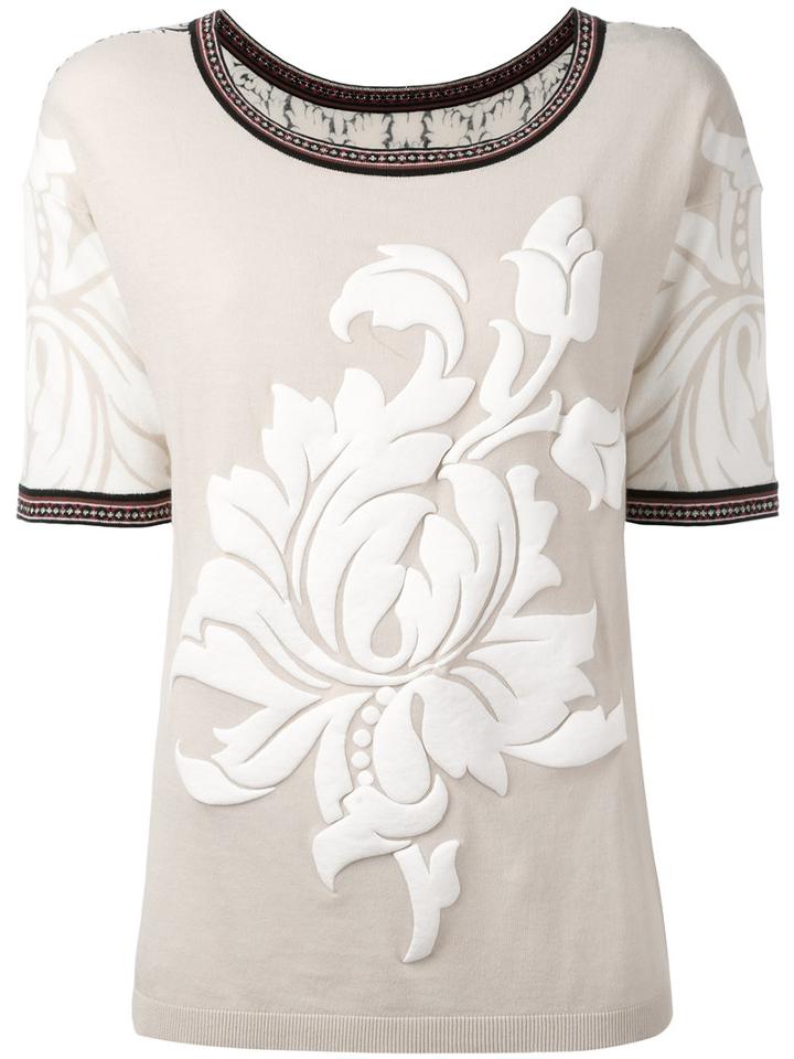Twin-set - Contrast Panel Knitted Top - Women - Cotton - S, Nude/neutrals, Cotton