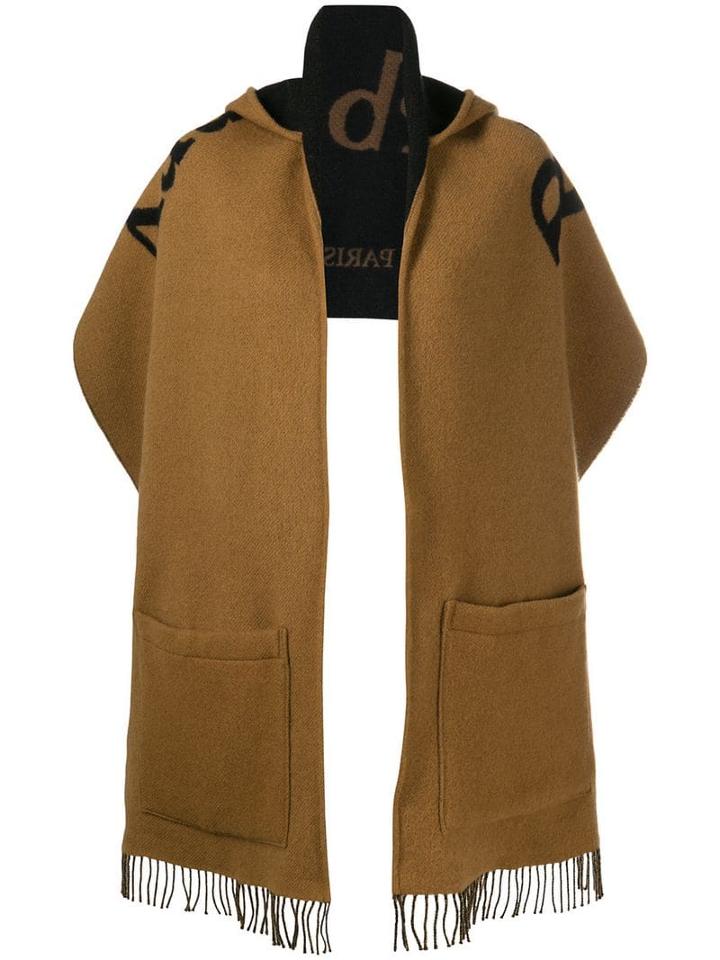 Burberry Archive Logo Wool Cashmere Hooded Scarf - Brown