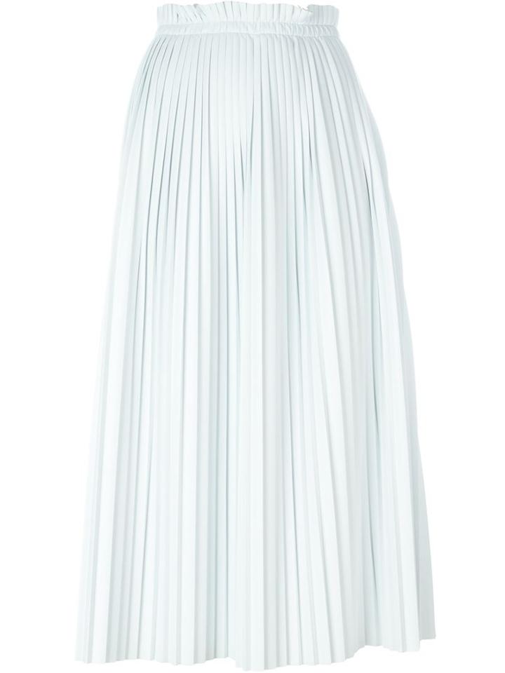 Mm6 Maison Margiela Pleated High Waisted Skirt, Women's, Size: 42, White, Polyester/polyurethane/viscose