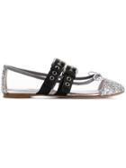 Miu Miu See-through Panel Ballerina Shoes - White
