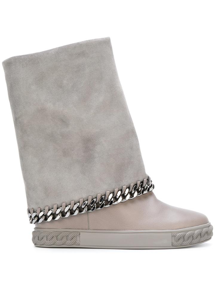 Casadei Concealed Platform Chain Boots - Grey