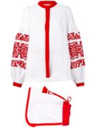 Yuliya Magdych Embroidered Short And Blouse Set - White