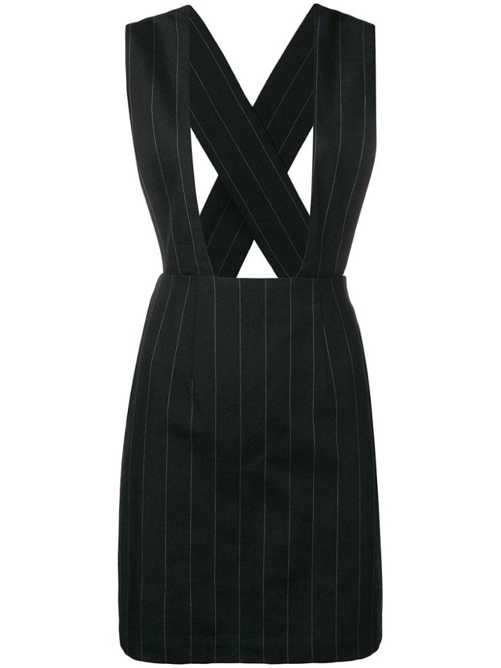 Comme Des Garçons Vintage Pinstriped Dungaree Skirt - Black