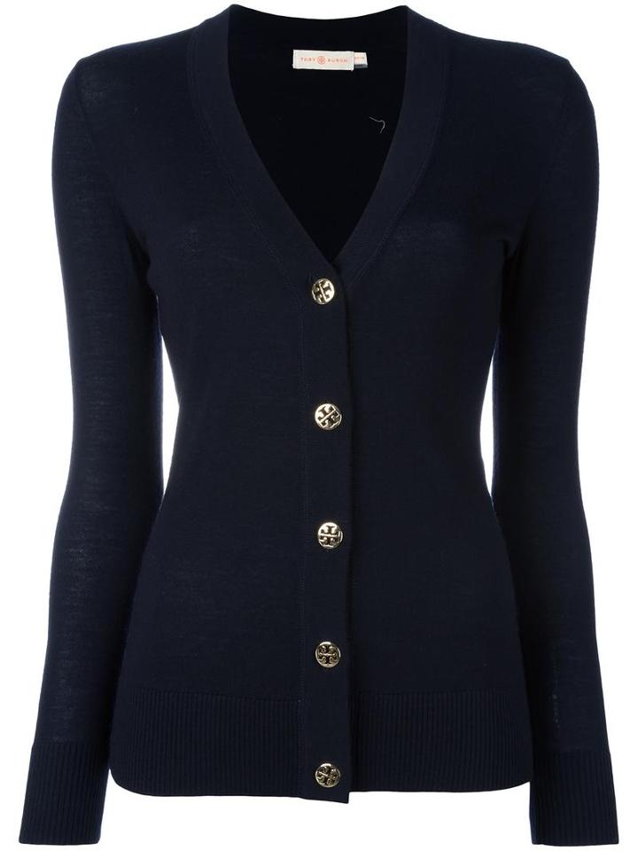 Tory Burch Simone Cardigan, Women's, Size: Large, Blue, Merino