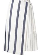 Grey Jason Wu Striped Wrap Skirt, Women's, Size: 4, White, Cotton/viscose