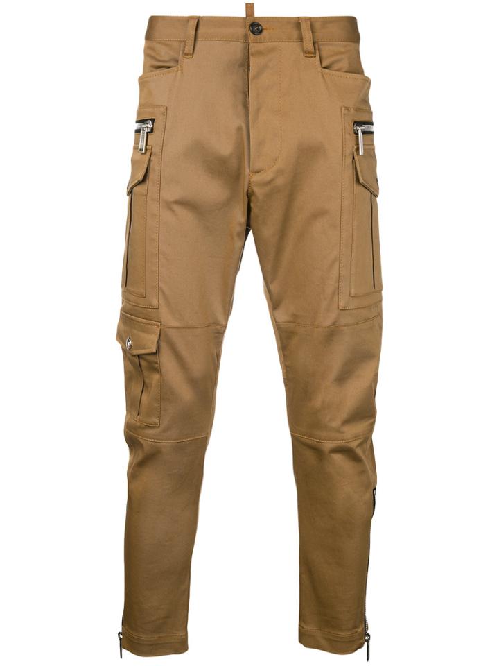 Dsquared2 Zip-detail Fitted Trousers - Brown