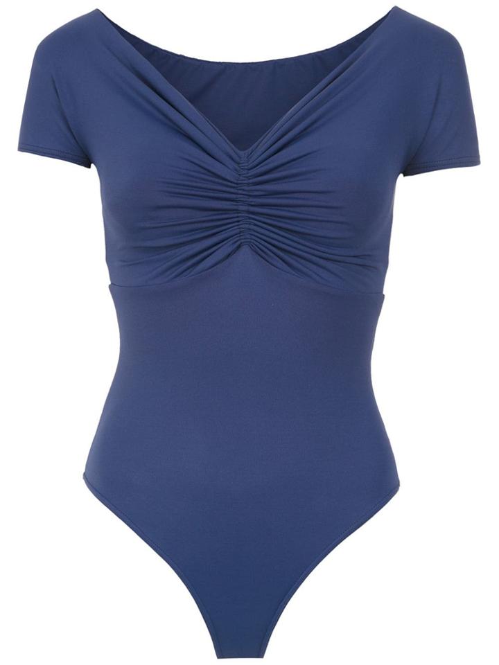 Amir Slama Swimsuit With Gathered Details - Blue