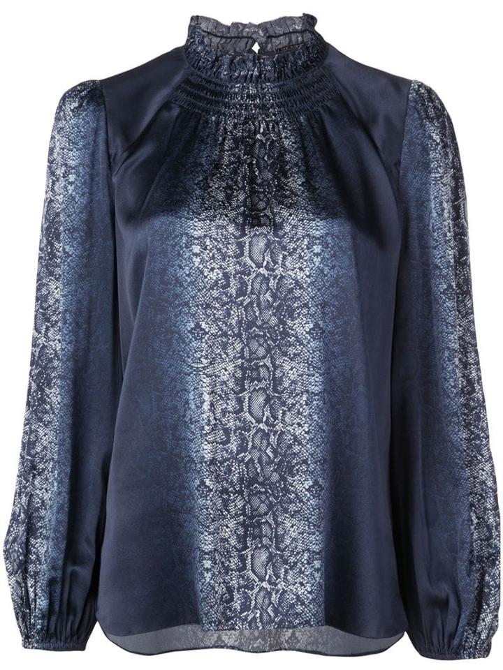 Elie Tahari Hanaa Snakeskin Print Blouse - Blue