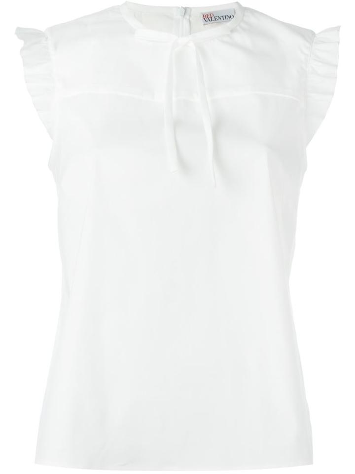 Red Valentino Frill Trim Tank Top, Women's, Size: 40, White, Cotton/polyamide/spandex/elastane