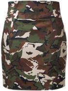 Alexandre Vauthier Camouflage Fitted Skirt, Women's, Size: 38, Green, Cotton/spandex/elastane