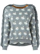 Stella Mccartney Duck Print Fringed Sweatshirt, Women's, Size: 36, Grey, Cotton