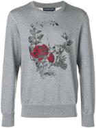 Alexander Mcqueen Rose Skull Sweatshirt - Grey