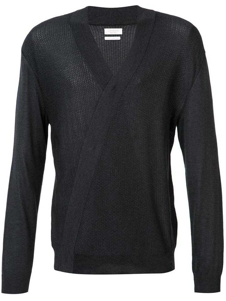 Deveaux Wrap Front Sweater, Men's, Size: 1, Blue, Silk