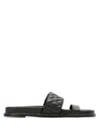 Mara Mac Quilted Leather Slides - Black
