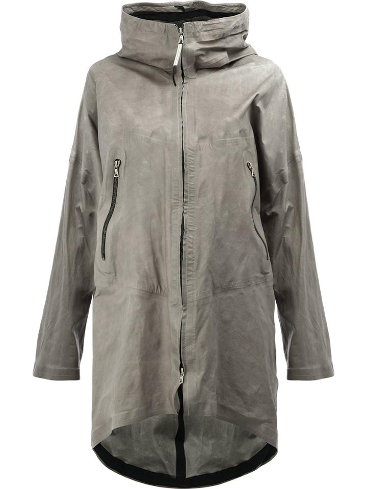 Isaac Sellam Experience Crease-effect Hooded Coat - Grey