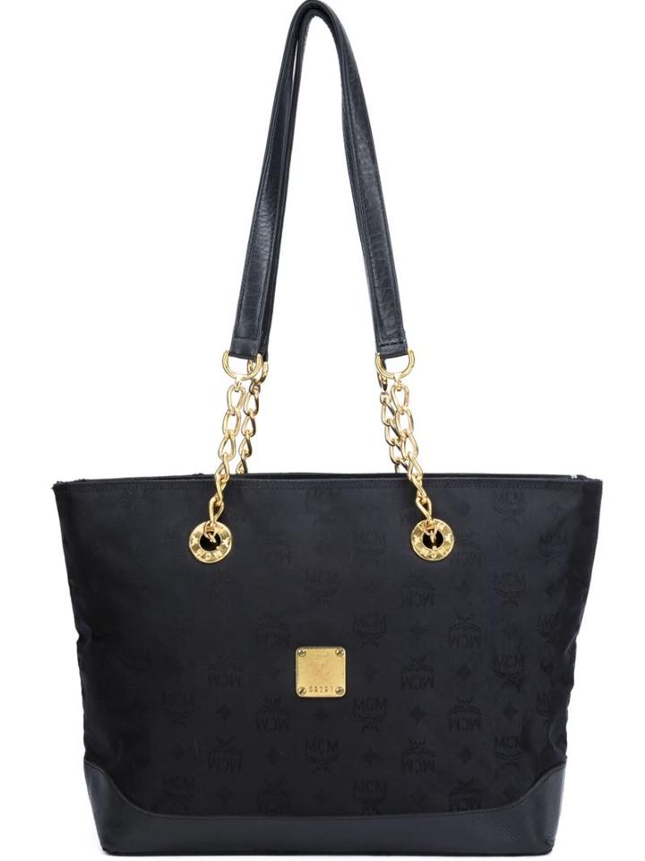 Mcm Vintage Monogram Tote, Women's, Black