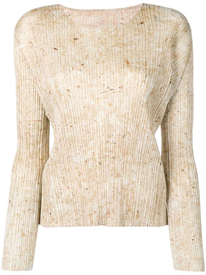 Pleats Please By Issey Miyake Pleated Long Sleeve Top - Neutrals