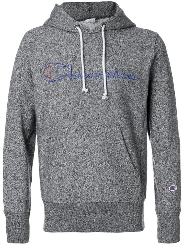 Champion Logo Embroidered Hoodie - Grey