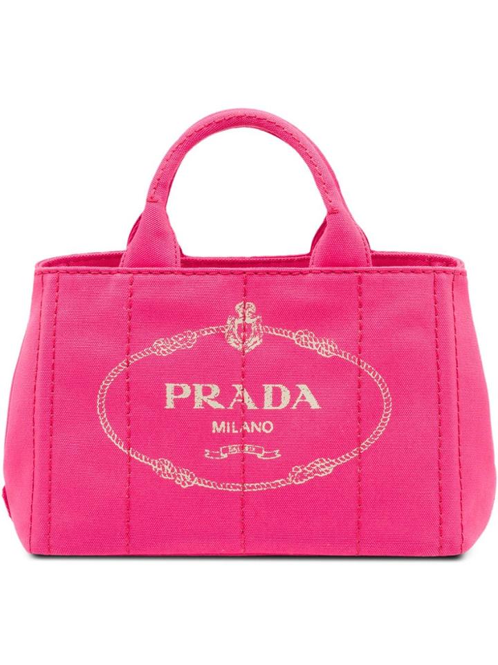 Prada Fabric Printed Tote - Pink