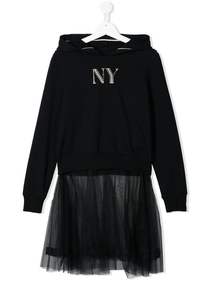 Lapin House Tulle Detail Hoodie - Blue