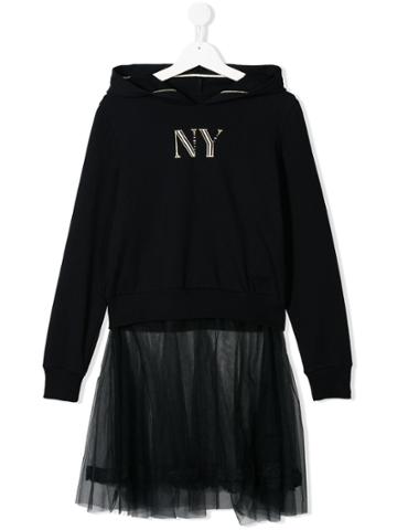 Lapin House Tulle Detail Hoodie - Blue