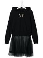 Lapin House Tulle Detail Hoodie - Blue