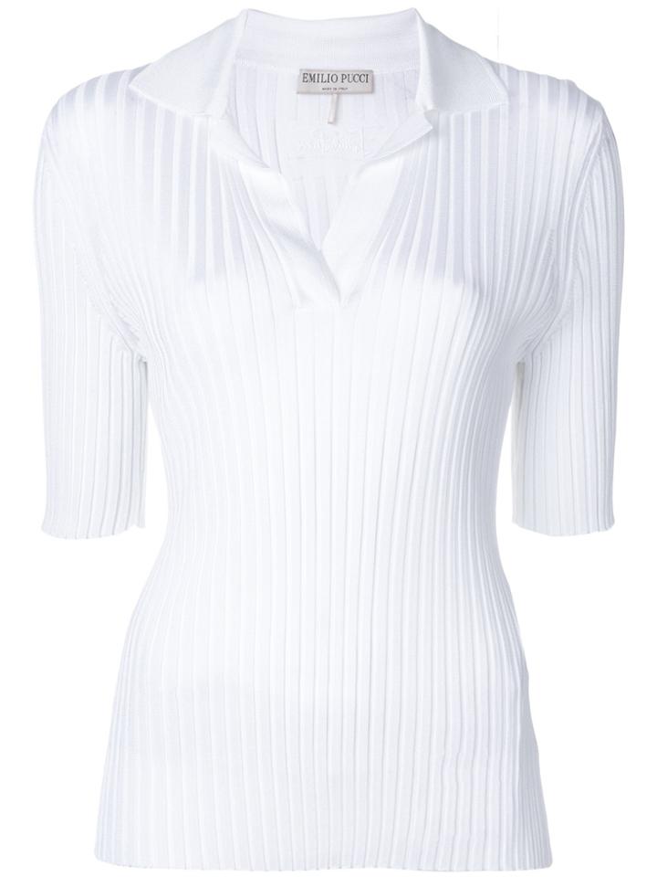 Emilio Pucci Ribbed Polo Shirt - White