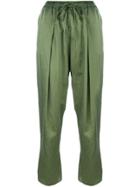 Andrea Ya'aqov Cropped Pleated Trousers - Green