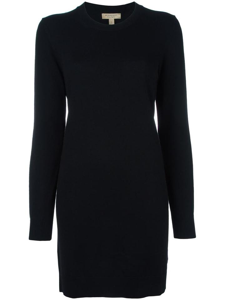 Burberry Elbows Patch Knitted Dress, Women's, Size: Large, Black, Merino
