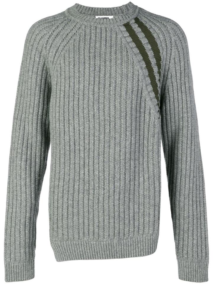 Jil Sander Diagonal Stripe Knit Sweater - Grey