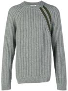Jil Sander Diagonal Stripe Knit Sweater - Grey