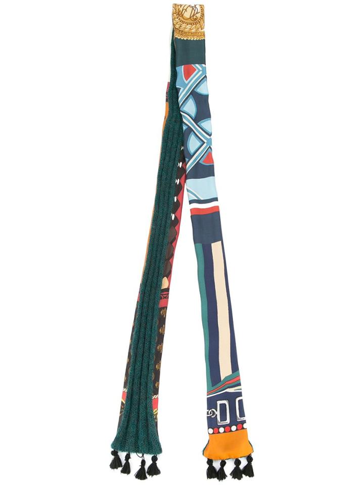 Kolor Tassel Hem Printed Scarf - Green