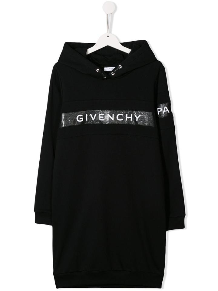 Givenchy Kids Teen Logo Hoodie Dress - Black