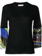 Emilio Pucci Patterned Fringe Top - Black