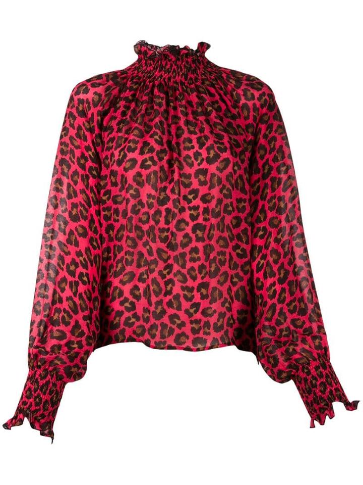 Msgm Leopard Print Blouse - Red