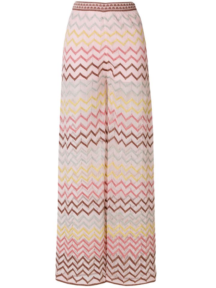 M Missoni Zig-zag Wide Leg Trousers - Pink & Purple