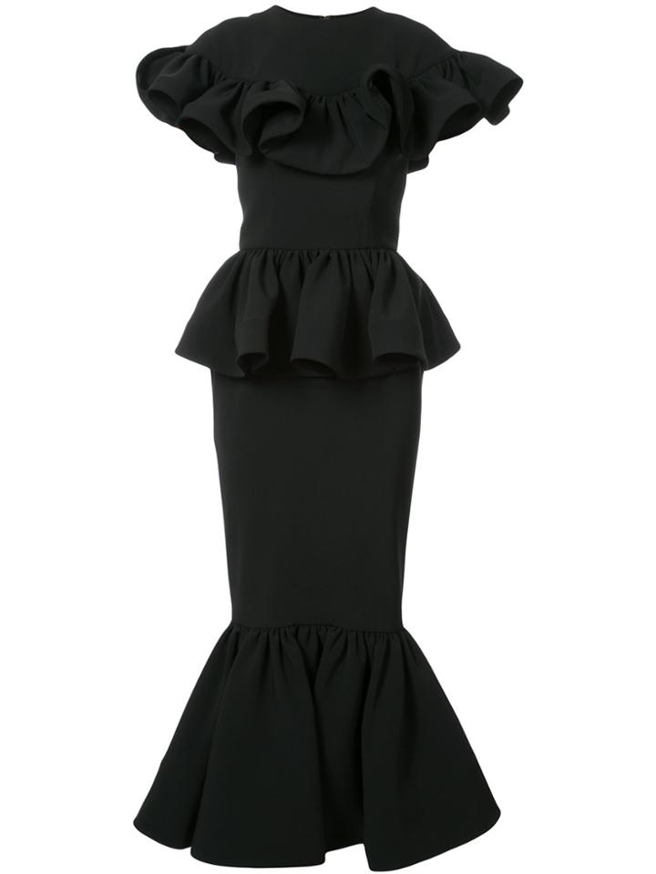 Christian Siriano Ruffled Peplum Dress - Black