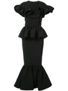 Christian Siriano Ruffled Peplum Dress - Black