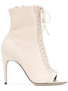 Sergio Rossi Lace-up Open Toe Boots - Nude & Neutrals