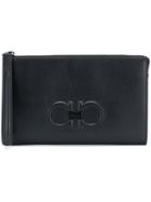 Salvatore Ferragamo Textured Gancio Clutch - Black