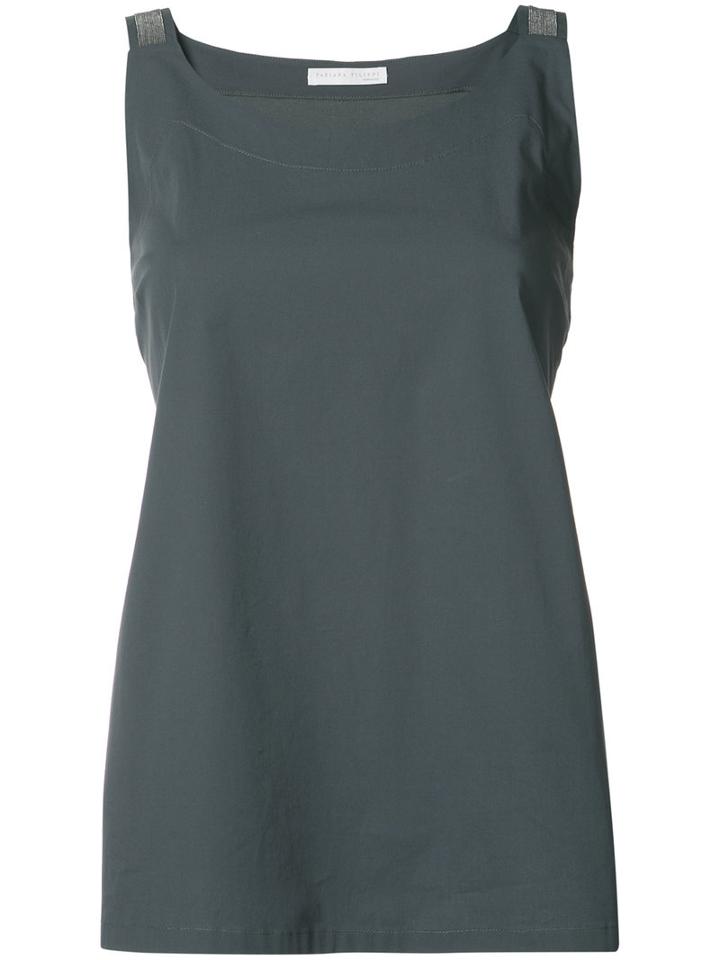 Fabiana Filippi - Embellished Strap Vest Top - Women - Cotton/polyurethane - 44, Grey, Cotton/polyurethane